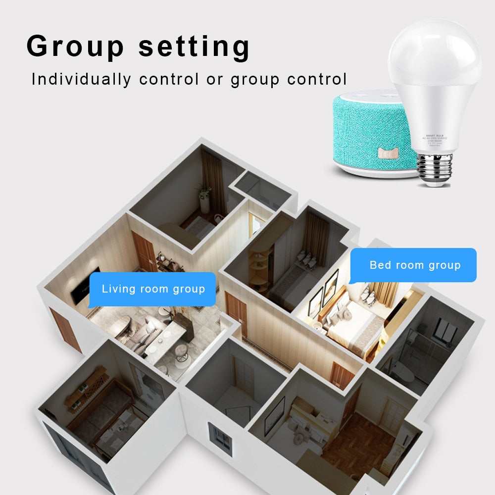 SmartLED: Bombilla Inteligente RGB E27 12w/15w con Control de Voz google home, alexa y aplicación Móvil