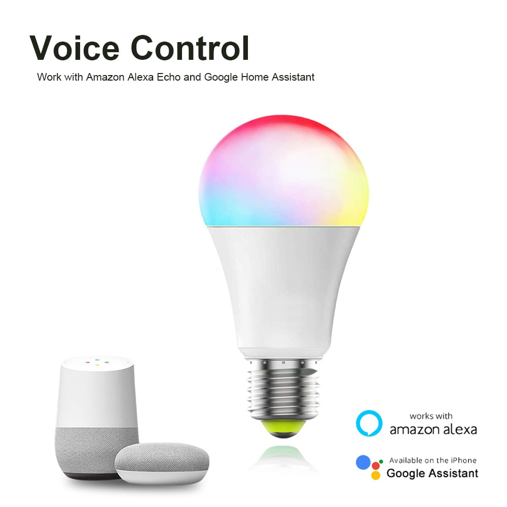 SmartLED: Bombilla Inteligente RGB E27 12w/15w con Control de Voz google home, alexa y aplicación Móvil