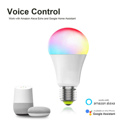 SmartLED: Bombilla Inteligente RGB E27 12w/15w con Control de Voz google home, alexa y aplicación Móvil
