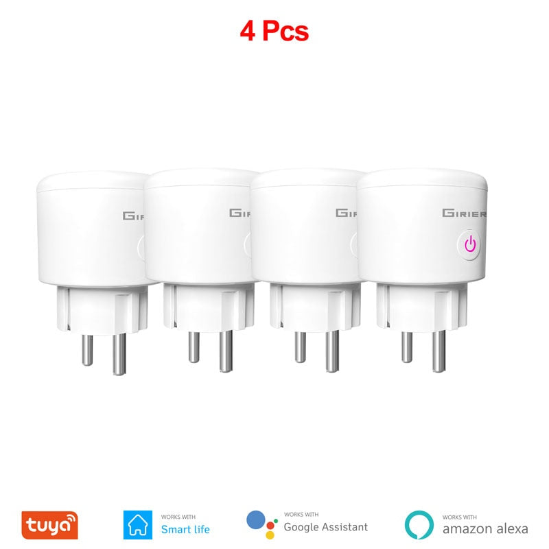 Enchufe inteligente Wifi 20A con función de control remoto y monitorización por aplicación tuyasmartlife, control por voz con el asistente de google y alexa.