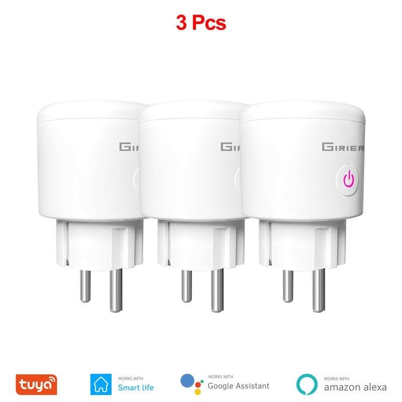 Enchufe inteligente Wifi 20A con función de control remoto y monitorización por aplicación tuyasmartlife, control por voz con el asistente de google y alexa.