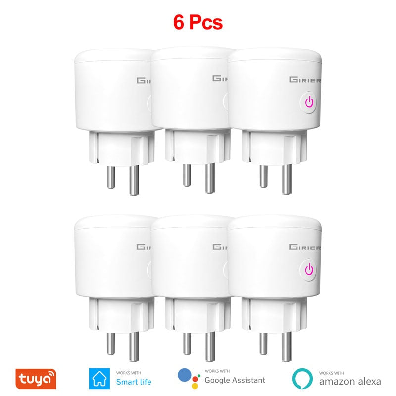 Enchufe inteligente Wifi 20A con función de control remoto y monitorización por aplicación tuyasmartlife, control por voz con el asistente de google y alexa.
