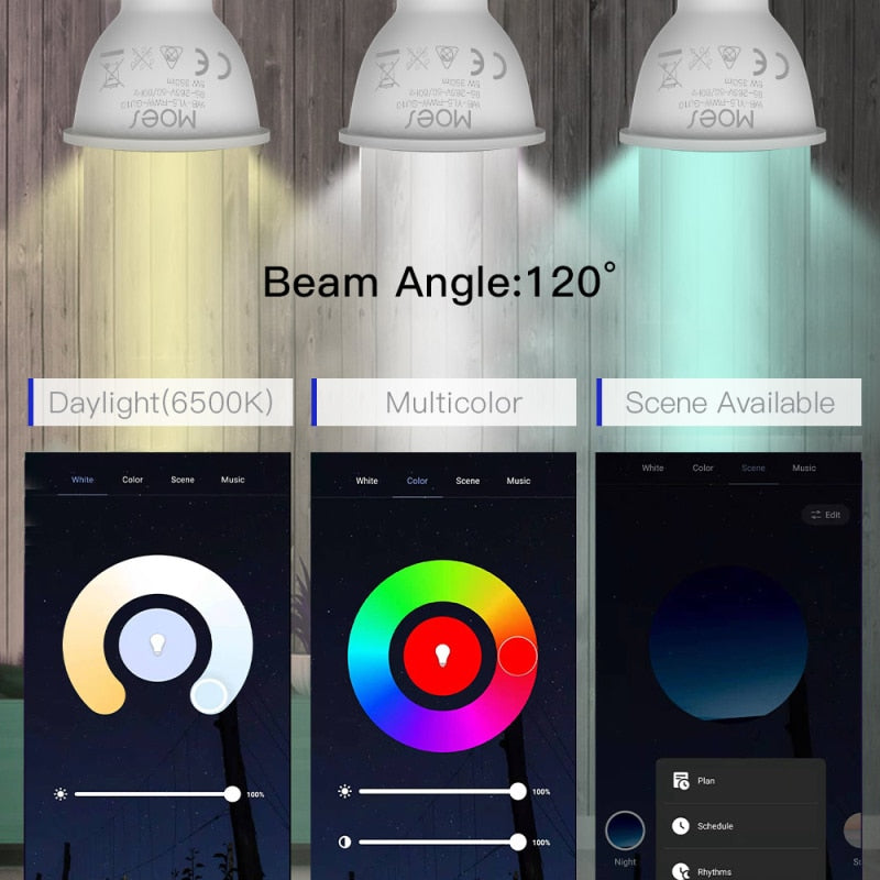Bombilla LED inteligente tipo Foco, RGBW, GU10, regulable. Control por aplicación Smartlife, Alexa, Google Home, Yandex y Alice mediante Wifi 2.4 Ghz