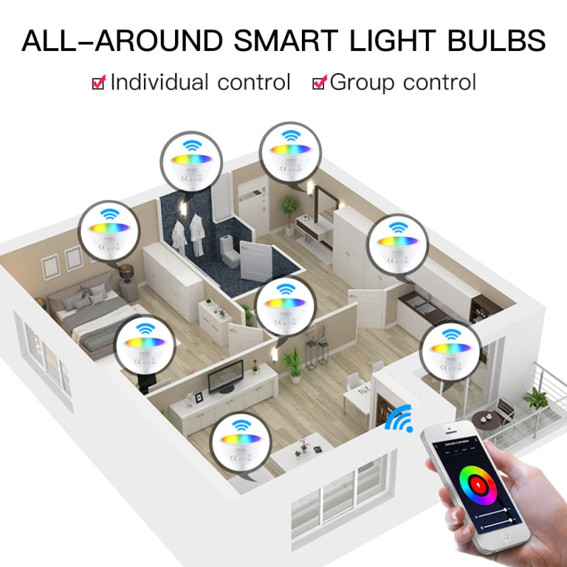Bombilla LED inteligente tipo Foco, RGBW, GU10, regulable. Control por aplicación Smartlife, Alexa, Google Home, Yandex y Alice mediante Wifi 2.4 Ghz