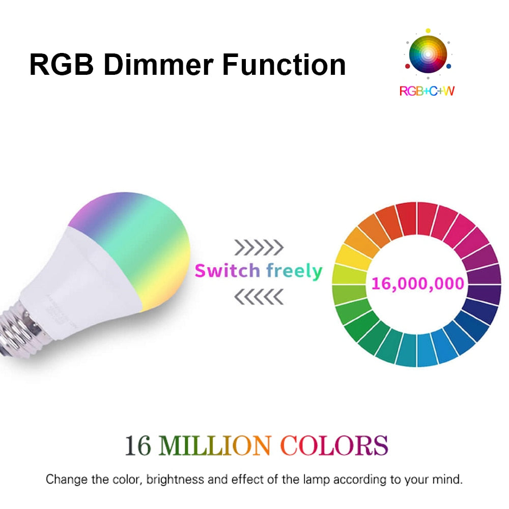 SmartLED: Bombilla Inteligente RGB E27 12w/15w con Control de Voz google home, alexa y aplicación Móvil