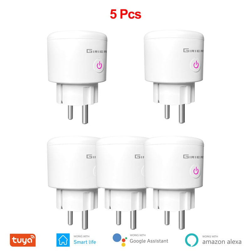 Enchufe inteligente Wifi 20A con función de control remoto y monitorización por aplicación tuyasmartlife, control por voz con el asistente de google y alexa.