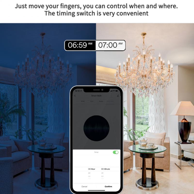 Bombilla de vela LED inteligente de ahorro energético: RGB, E14 , aplicación SmartLife y asistentes de voz alexa y google home vía wifi o bluetooth.