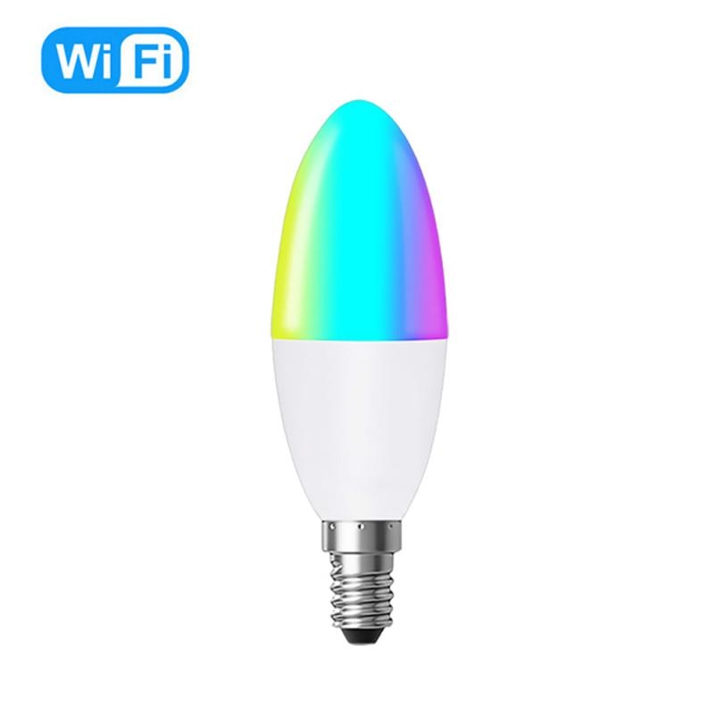 Bombilla LED inteligente tipo vela E14 RGB compatible con Alexa y Google Home y app Tuya.