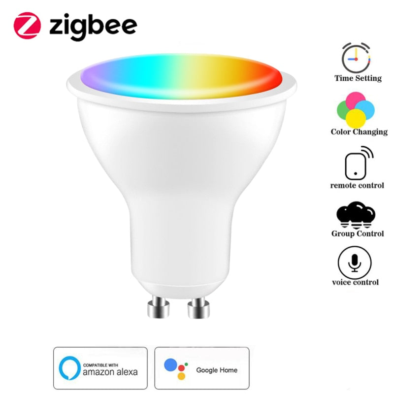 Foco LED WiFi GU10 regulable RGB con control por voz, aplicación y ahorro energético