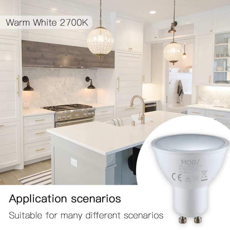 Bombilla LED inteligente tipo Foco, RGBW, GU10, regulable. Control por aplicación Smartlife, Alexa, Google Home, Yandex y Alice mediante Wifi 2.4 Ghz