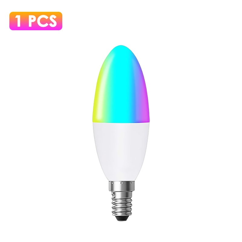 Bombilla de vela LED inteligente de ahorro energético: RGB, E14 , aplicación SmartLife y asistentes de voz alexa y google home vía wifi o bluetooth.