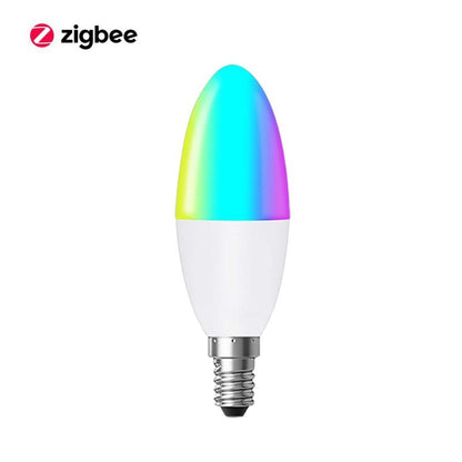 Bombilla LED inteligente tipo vela E14 RGB compatible con Alexa y Google Home y app Tuya.