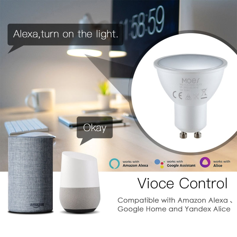 Bombilla LED inteligente tipo Foco, RGBW, GU10, regulable. Control por aplicación Smartlife, Alexa, Google Home, Yandex y Alice mediante Wifi 2.4 Ghz