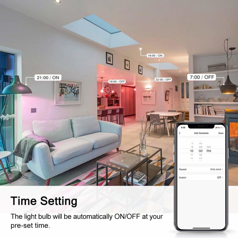 Foco LED WiFi GU10 regulable RGB con control por voz, aplicación y ahorro energético