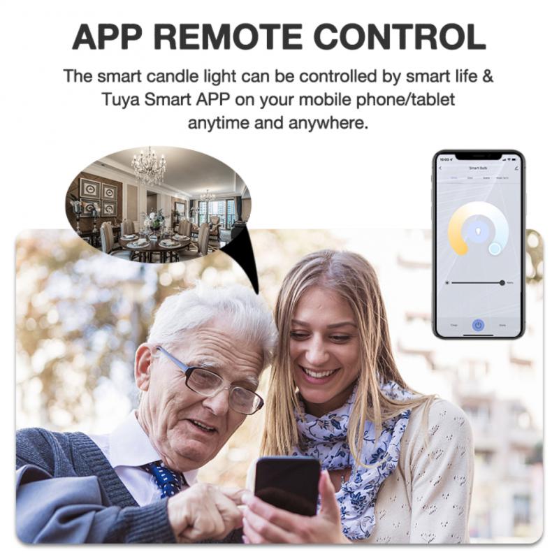 Bombilla de vela LED inteligente de ahorro energético: RGB, E14 , aplicación SmartLife y asistentes de voz alexa y google home vía wifi o bluetooth.