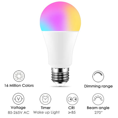 Bombilla LED inteligente: 15W RGB WiFi y control de voz compatible con Alexa y Google Home. E27 y  B22.