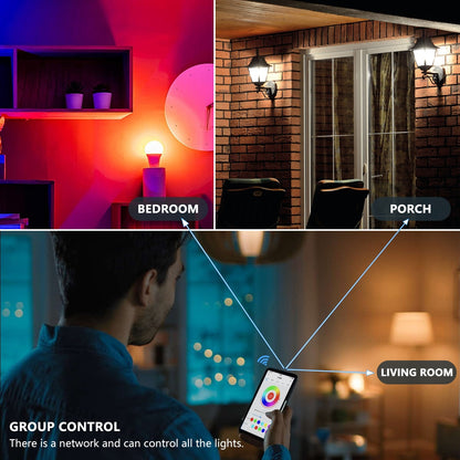 Bombilla LED inteligente: 15W RGB WiFi y control de voz compatible con Alexa y Google Home. E27 y  B22.