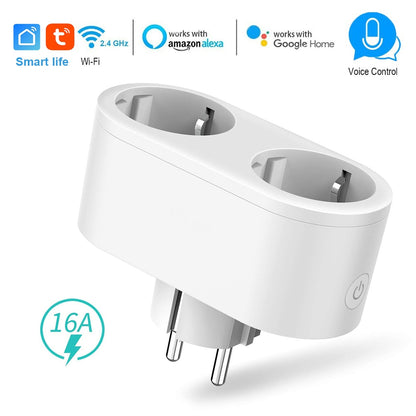 PowerControl SmartPlug: Enchufe inteligente programable con control de energía, control por voz y temporizador. Funciona con Alexa y Google home y app Tuya mediante Wifi.